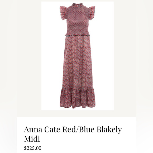 Anna Cate $225 Anthropologie Blakey Midi Smocked Block Print Dress M EUC - Picture 1 of 7